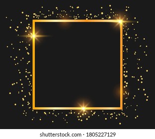 Vector golden frame set, shiny rectangle and square frames.