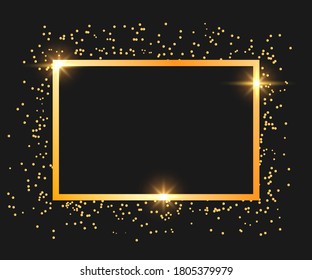 Vector golden frame set, shiny rectangle and square frames.