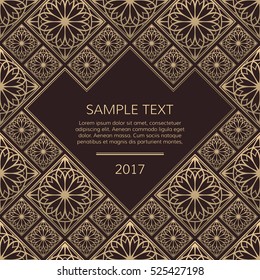 Vector golden frame. Square vintage card for design. Premium background in luxury style.