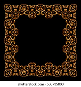 Vector golden frame. Square vintage card for design. Premium background in luxury style