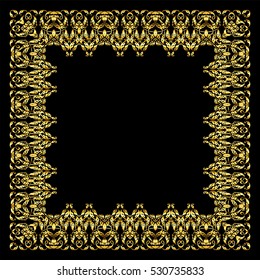 Vector golden frame. Square vintage card for design. Premium background in luxury style