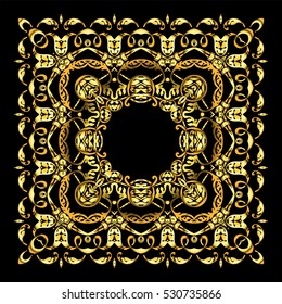 Vector golden frame. Square vintage card for design. Premium background in luxury style