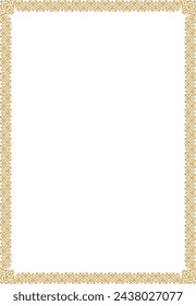 Vector golden frame from Turkic national ornament. Ethnic composition of the nomadic peoples of the great steppe, the Turks. Frame, certificate, invitation, diploma, Borders, frames for sandblasting.