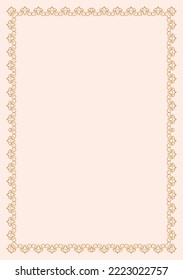 Vector golden frame. Golden vintage frame. Frame for documents, invitations, diplomas.