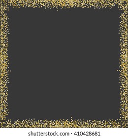 Vector golden frame for your design. The frame consists of a plurality of tiny gold particles. Golden frame for design advertising and banners, invitations, holidays. Luxury frame 