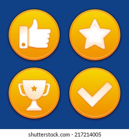 Vector Golden Gamification Badges - Achievement Awards For App Or Game