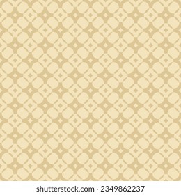 Vector golden geometric seamless pattern with rounded grid, net, mesh, lattice, circles, diamonds, curved lines. Simple abstract gold minimalist background. Luxury ornament texture. Repeat geo design