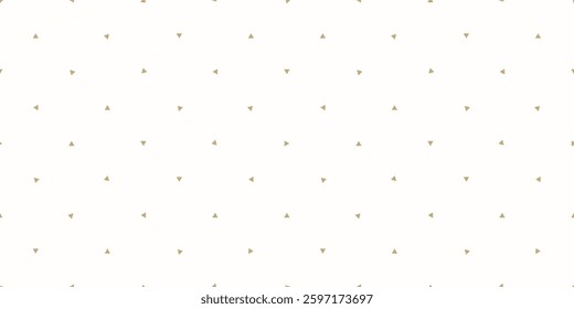 Vector golden geometric texture with small triangles, tiny shapes, dots. Abstract minimalist seamless pattern. Subtle minimal gold and white background. Repeated geo design for decor, print, wallpaper