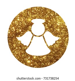 The vector golden glitter Christmas angel flat icon
