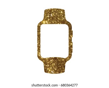 The vector golden glitter gold color flat smart watch icon on white background svg
