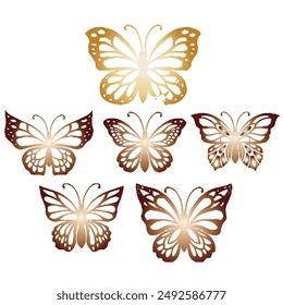 vector golden glitter gradient butterfly vector.