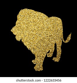 Vector golden glitter lion silhouette horoscope sign of leo