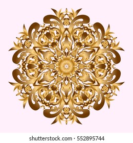 Vector golden glitter snowflakes design decorative Christmas element on a pink background.