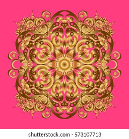 Vector golden glitter snowflakes design decorative Christmas element on a pink background.