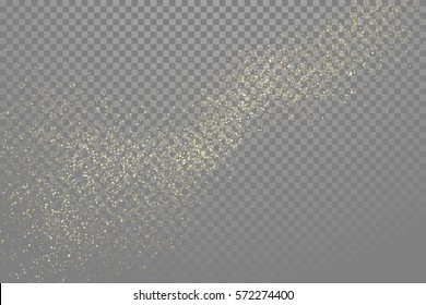 Vector Golden Glitter Wave Abstract Sparkling Particles Light On Transparent Background.