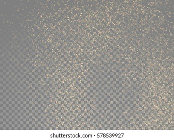 Vector golden glitter wave abstract sparkling particles light on transparent background