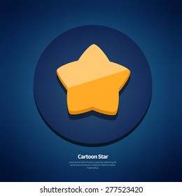 Vector golden glossy star in circle.