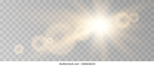 Vector golden glow light bling effect. Glow lens glare. Stock royalty free vector illustration