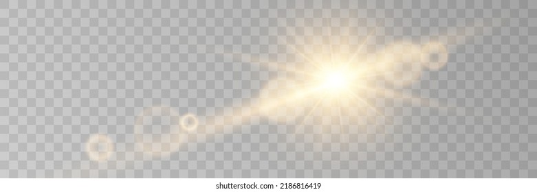 Vector golden glow light bling effect. Glow lens glare. Stock royalty free vector illustration	