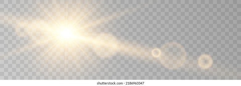  Vector golden glow light bling effect. Glow lens glare. Stock royalty free vector illustration