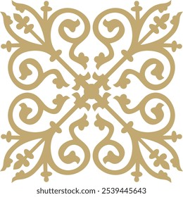 Vector golden gothic ornament. Medieval European art. Traditional patterns of Catholic cathedrals.
