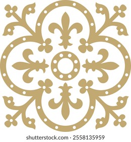 Vector golden gothic ornament. Medieval European art. Traditional patterns of Catholic cathedrals.
