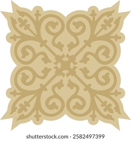 Vector golden gothic ornament. Medieval European art. Traditional patterns of Catholic cathedrals.
