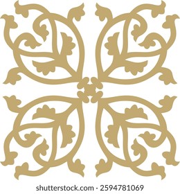 Vector golden gothic ornament. Medieval European art. Traditional patterns of Catholic cathedrals.
