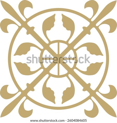 Vector golden gothic ornament. Medieval European art. Traditional patterns of Catholic cathedrals.
