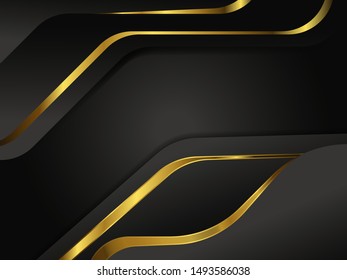 Vector golden gradient abstract background. Wavy waves banner color line for web banner. Line curve vector