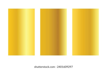 Vector golden gradient pack on white background.