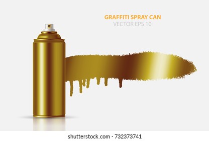 Vector Golden graffiti spray paint can with splash place for text.