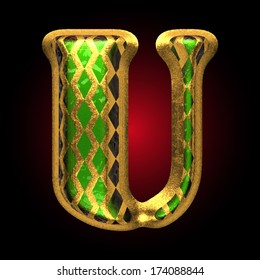vector golden and green letter