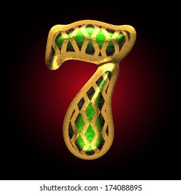 vector golden and green letter