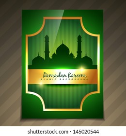 vector golden green ramadan kareem festival background