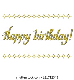 Vector golden greeting card template. Happy birthday!