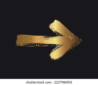 Vector golden grunge arrow icon.
