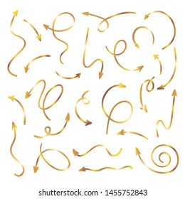 Vector golden hand drawn arrow set