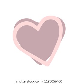 Vector golden hand drawn heart. Love symbol, brush. Decor element for Valentine's day card, Wedding background, pattern, poster, label, sticker, postcard and print.