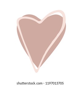 Vector golden hand drawn heart. Love symbol, brush. Decor element for Valentine's day card, Wedding background, pattern, poster, label, sticker, postcard and print.