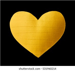Vector golden hand drawn heart. Gold brush stroke vector design element. Golden background for greeting, gift, wedding, birthday card.