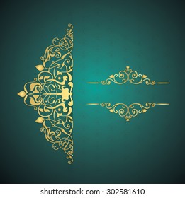 Vector Golden Hand Sketched Rustic Floral Invitation and Greeting Card. Decorative Dividers, Text Frame, Scrolls, Design Elements. Vector Illustration. Love, Wedding, Valentine