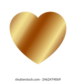 Vector golden heart isolated on white background.