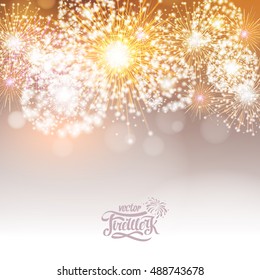 Vector golden holiday fireworks
