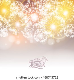 Vector golden holiday fireworks