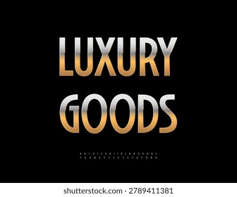 Vector Golden icon Luxury Goods Brand. Stylish Lavish Font for Logos Design. Exclusive Classy Alphabet Letters and Numbers set.