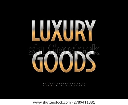 Vector Golden icon Luxury Goods Brand. Stylish Lavish Font for Logos Design. Exclusive Classy Alphabet Letters and Numbers set.