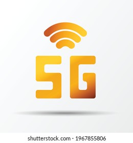 Vector golden icon network sign 5G. 5g internet technology symbol in minimalism style. Business infographic. Vector template design for creative business concept, banner, workflow layout.