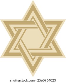 Vector golden jewish national ornament. Star of David. Semitic folk pattern. Israeli ethnic sign.
