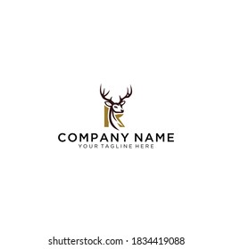 Vector Golden Jumping Deer Letter R Logo